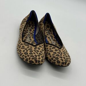Rothy's Leopard Print Flats with Blue Trim